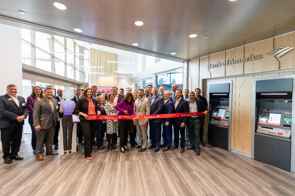 Judson Althoff joins in the Redmond opening of the new Bank of America on Microsoft’s campus. The branch is testing new technologies powered by Microsoft Azure and AI.