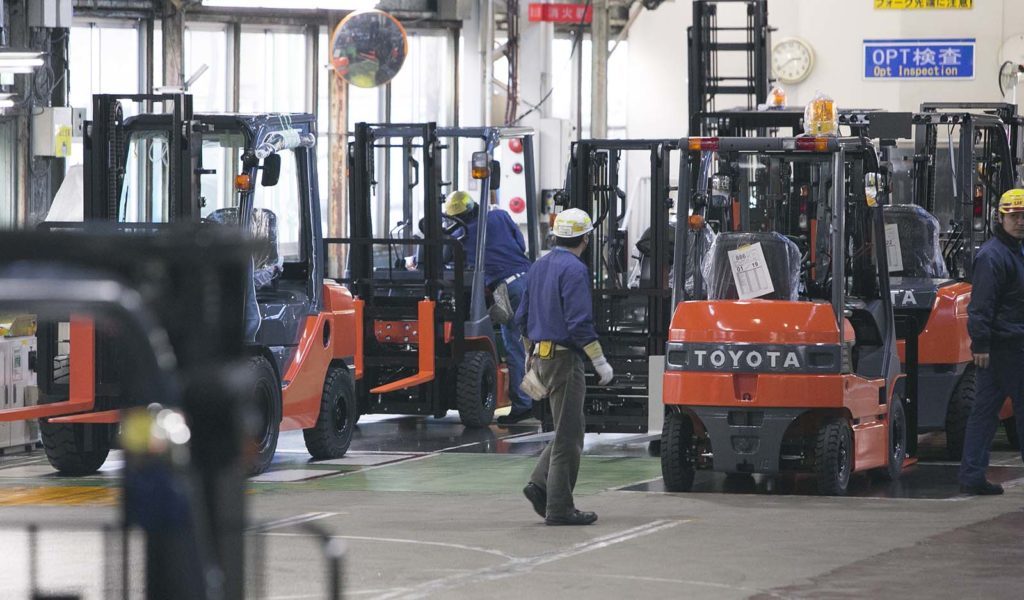 Toyota workers in factory